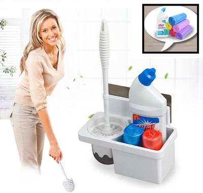 Toiletborstel met Houder hangend - Opbergvak - Wc borstel en Houder - Toiletborstel set - Wand Montage - Zonder boren