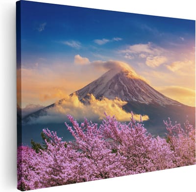 Artaza Canvas Schilderij Kersenbloesem - 40x30 cm - Klein - Wanddecoratie Japandi - Muurdecoratie Bergen - Schilderijen Op Canvas