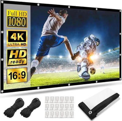 Opvouwbaar 100 inch Projectorscherm voor Binnen en Buiten - HD Filmscherm met Haken en Touwen