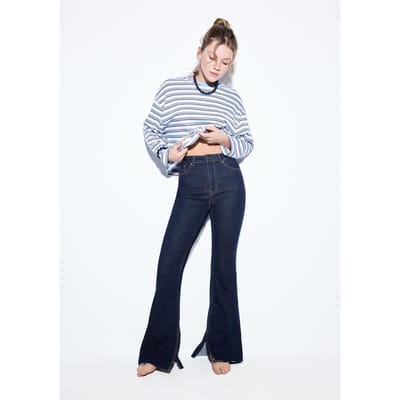 Stradivarius D74 flared split jeans  VERBLEEKTE DENIM WASSING 32