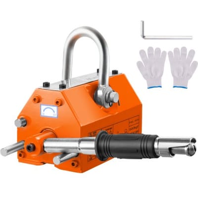 VEVOR Hefmagneet Kraanmagneet (600 kg Laadvermogen, 1500 kg Trekkracht, -40 tot 80 ℃), 12 Stuks Magneten Handbediende Vorkhefmagneet Lifter Magneetheffer Geel Neodymium Hefmagneetgereedschap