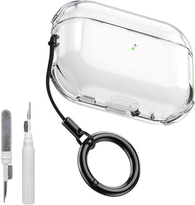 Transparante Beschermcase voor AirPods Pro 3e Generatie met 3-in-1 Reinigingsset, Schokbestendig en Antigeel met Draaglus