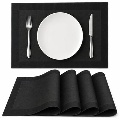 Consumerce® Placemat Onderleggers 30x45cm - 4 Stuks - Zwart - Onderlegger Placemats - Onderzetters - Tafelkleed Keuken - Eetkamer - Tafel