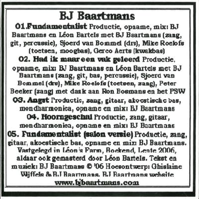 B.J. Baartmans - Fundamentalist (5" CD Single)
