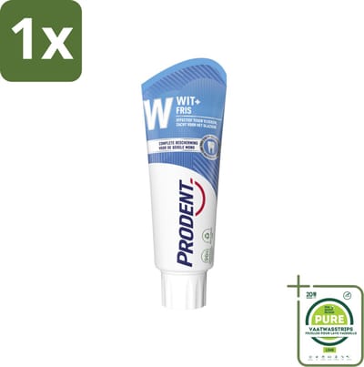 1 x Prodent – Tandpasta – Wit + Fris – Complete Bescherming – 75 ml - Tandpasta - Glazuur Bescherming - Vlekverwijdering - Wittere Tanden - Mondverzorging
