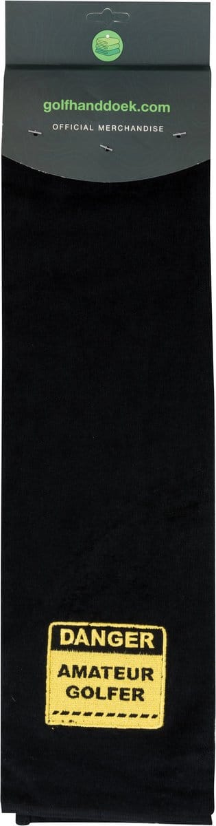 Nova Golf Danger Amateur Golfer' Golfhanddoek - Zwart Geel