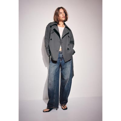 Stradivarius Trenchcoat met hoge kraag  Donkergrijs XS