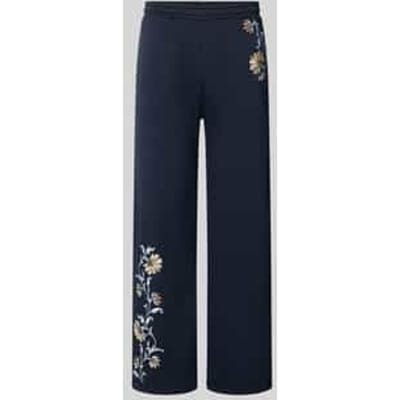 straight fit sweatpants met bloemig borduursel
