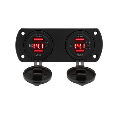 THAR Inbouw Voltmeter 12V met USB-C PD & QC3 - Rood