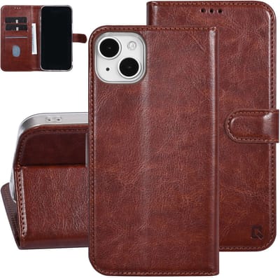 UNIQ Accessory Back Cover - iPhone 15 & 14 Plus - Bruin - Magneetsluiting - Kaarthouder