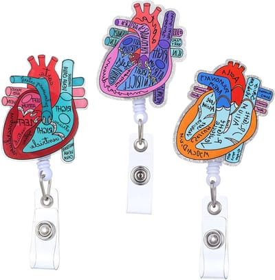 3-delige Hart Badge Reel met Draaibare Alligator Clip voor Flebotomie en Medisch Gebruik - Retractable Badge Reel Houder en Accessoires voor Zorgprofessionals