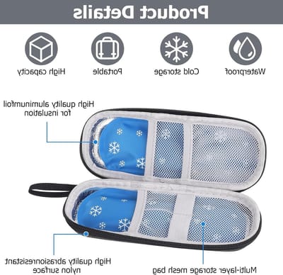 Draagbare koeltas voor insuline en medicijnen met 2 koelaccu's, herbruikbare diabetikertas, isolatie en compact ontwerp (grijs)