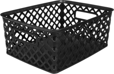 5Five Opbergmand box van kunststof - zwart - 19 x 25 x 10 cm - 4 liter