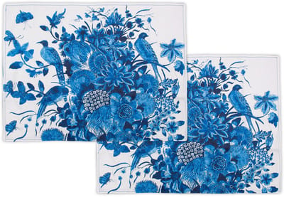 Lanzfeld MuseumEditions - Katoenen Placemats - Set van 2 - Placemat - Kunst - Museum Kwaliteit - Delfts Blauwe Vogels
