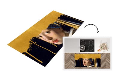 Keukenloper - Loper keuken - Meisje met de parel - Goud - Vermeer - 120x60 cm - Keukenloper vinyl