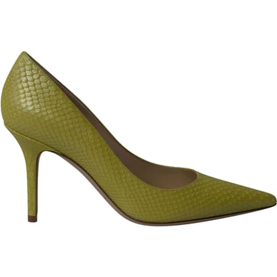Jimmy Choo Agnes Pareldruk Slangenhuid Pump in Geel Leer