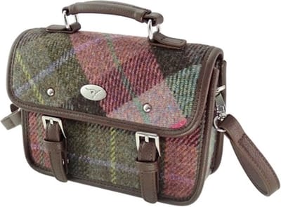 Mini Tas Bervie Gedempt Groen & Paars - 15x20x7,5 - Harris Tweed - Glen Appin of Scotland