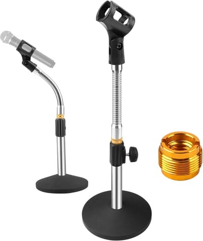 Eison Microfoon Stand Bureau Microfoon Stand Desktop Microfoon Stand Verstelbare Tafelblad Microfoon Stand met Zwanenhals Mic Clip 5/8 "Mannelijke tot 3/8" Vrouwelijke Schroef voor Blauwe Yeti Sneeuwbal & Zware Microfoon
