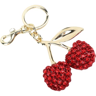 Kersen Sleutelhanger Glanzend Bling Schattige Kersen Strass Sleutelhanger Hanger voor Portemonnees Handtassen beige