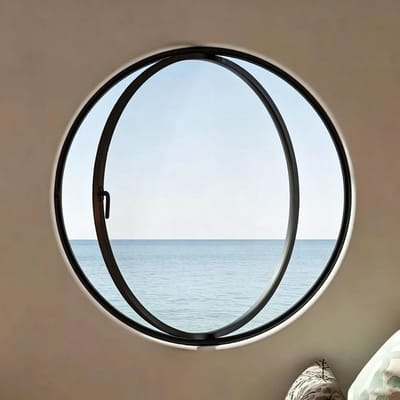 Rond Draairaam - Patrijspoort Raam - Ventilatie Daglicht - 360 Graden - 60cm Diameter - Zwart