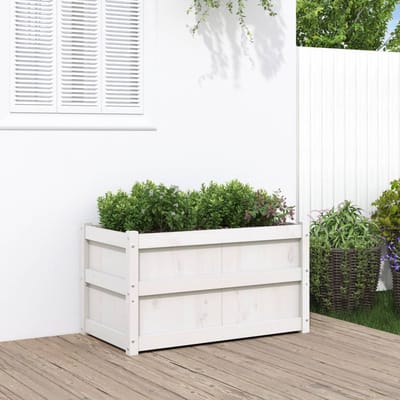 vidaXL - Plantenbak - 90x50x50 - cm - massief - grenenhout - wit