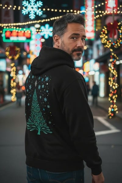 Kerstboom Christmas Night Snowy Tree The Coloured House Hoodie M