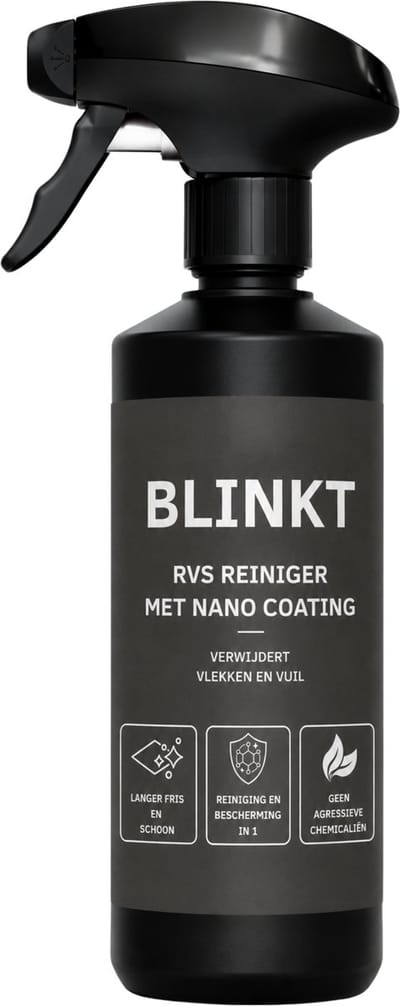 Roestvrijstaal Reiniger met Nano Coating - Streeploos & Geen Vettige Waas - Koelkast & Afzuigkap & Oven - 500ml - BLINKT