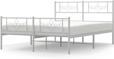 Metalen Bedframe - Eenpersoons Bed - Slaapkamer Inrichting - Inclusief Lattenbodem - 120x200 cm - Wit