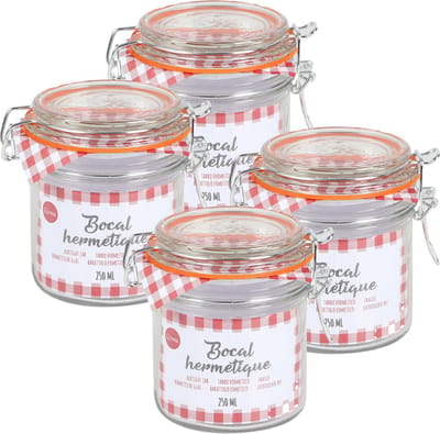 Urban Living Weckpot/inmaakpot - 4x - 250 ml - glas - met beugelsluiting - D8.5 x H10 cm