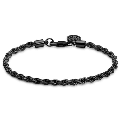 Lucleon - Heren - Roestvrij Staal Schakelarmband - Zwart