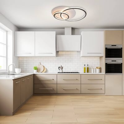 Näve Kirk LED plafondlamp, ringvormig, 2-lamps, zwart/wit