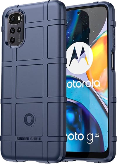 MobyDefend Hoesje - Geschikt voor Motorola Moto G22 - Rugged Shield TPU Backcover - Blauw