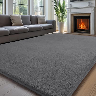 Unyqoos ® Zacht en Wasbaar Vloerkleed voor Woonkamer en Kinderkamer met Antisliplaag, Grijs, 140x200 cm