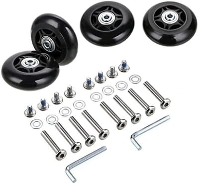 Kofferwielen Set - Reservewielen Bagage - Koffer Reparatie - Duurzaam Rubber Materiaal - 70x24 mm - Zwart