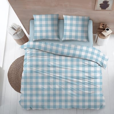 Flanel laken LIES blauw 240 x 300 met slopen
