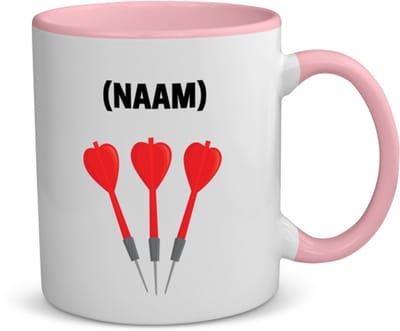 Akyol - darten met eigen naam koffiemok - theemok - roze - Dartbord - darter - sport - 350 ML inhoud