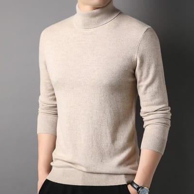 Heren Coltrui Effen Kleur Trui Gebreide Kleding Middelbare Leeftijd Mode Warm Binnen Trui Basiskleding Trend Nieuwe Herfst en Winter 4XL