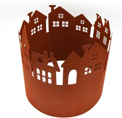 Bloembedrand rooster - Tuinrand metaal - Tuin decoreren - Huismotief design - 90x28 cm - Roestbruin