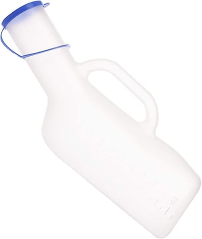 Draagbaar Urinoir - Urinefles Heren - Mobiel Toiletbezoek - Met Handvat Deksel - 1 Liter Capaciteit - Wit