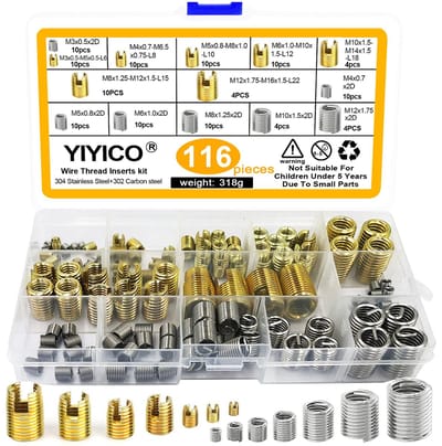 Net Thread Insert Self Tapping Inserts M3 M4 M5 M6 M8 M10 M12 Thread Combi-Set 116 Pieces voor Draad Reparatie - Hoofddraad Inserts - Schroefdraadinvoegen