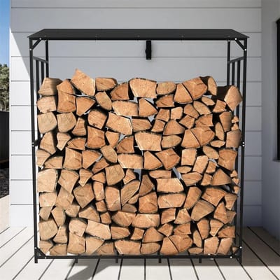 WNHB® Haardhoutrek zwart - Houtopslag voor buiten - Duurzame houtberging - Strakke haardhoutopslag
