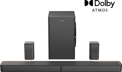 ULTIMEA 5.1.2-kanaals Dolby Atmos soundbar met 6,5" subwoofer, 2 surround speakers, HDMI eARC, Bluetooth 5.4 en app-bediening