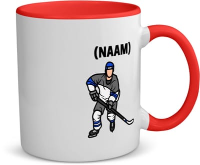 Akyol - ijshockey met eigen naam koffiemok - theemok - rood - Sport - ijshockeyer - sport - 350 ML inhoud