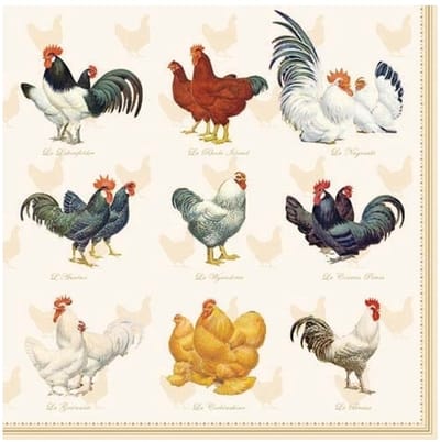 Servetten kippen en hanen - 40x st - 33 x 33 cm - Pasen thema - lunch/diner servetjes - Paas - Paasdecoratie - Papieren wegwerpservetten