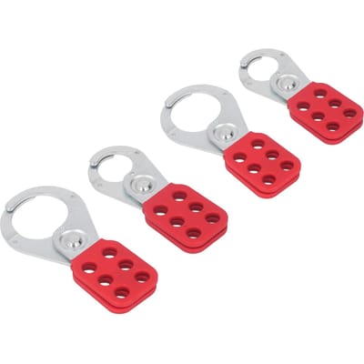 2 Sets Lock Out Hasps 6 Gaten Interlock Hasp Nylon Handvat Staal Industrieel Veiligheidshasp 1in 1.5in white