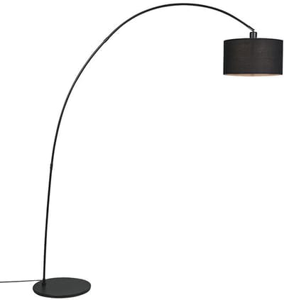 QAZQA vinossa - Moderne LED Smart Staande booglamp incl. wifi - 1 lichts - H 174 cm - Zwart - Woonkamer | Slaapkamer | Keuken