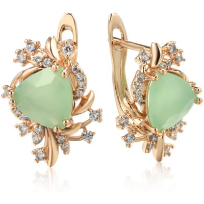 Nouvelle Tendance Boucles d'Oreilles Fleur en Cristal Pour Femmes Couleur Or Rose Vert Zircon Naturel Boucles d'Oreilles Pendantes Bijoux Fins Quotidien beige