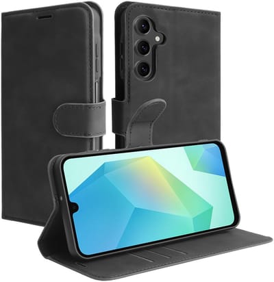 Just in Case hoesje geschikt voor Samsung Galaxy A16 Hoesje met Pasjeshouder - Premium Bookcase - Zwart