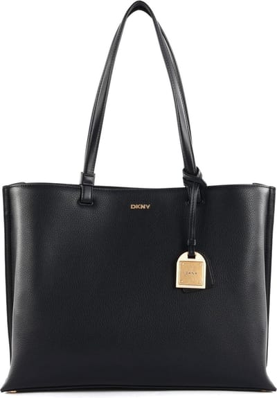 DKNY Leren Schoudertas Alya Tote Blk / Gold Zwart
