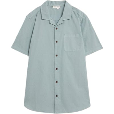 White Stuff Gaddesby Ss Shirt Dusty Blue Size: M | Casual Shirts Outlet | Heren | Blauw